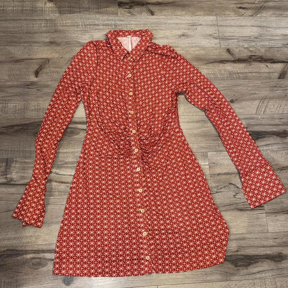 Free People Red Printed Mini Dress